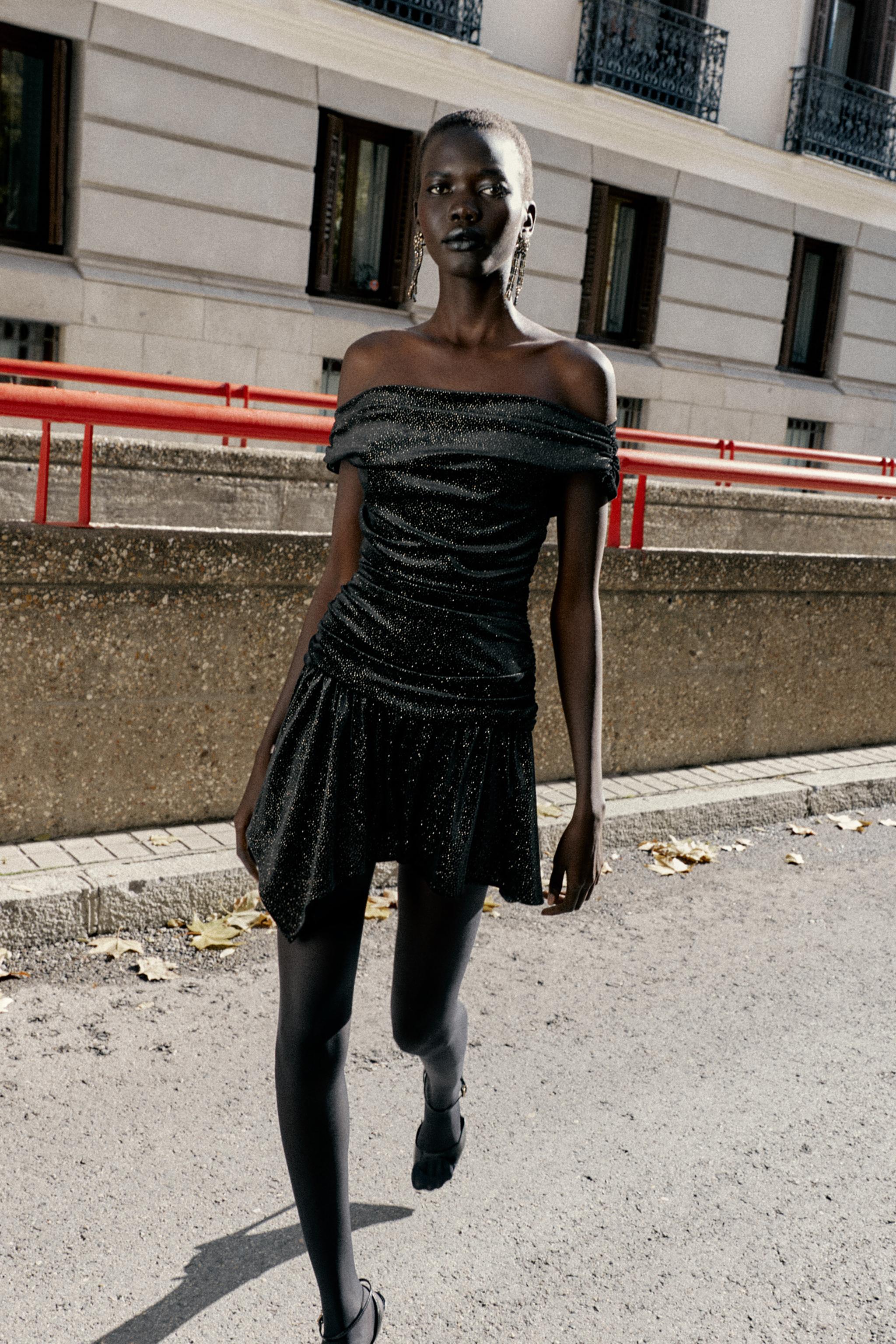 SPARKLY VELVET MINI DRESS